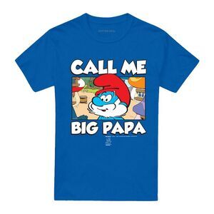 The Smurfs Unisex Adult Call Me Big Papa Smurf T-Shirt / Royal Blue